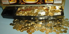 Coins are poured from the slot machine sound , 2 sounds