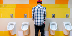 Man urinates into the toilet sound 